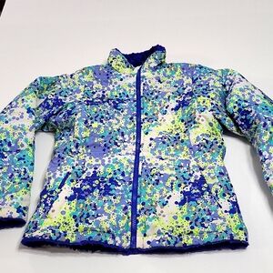 The North Face Reversible Jacket Multicolor Floral/Cobalt Blue Fleece Girls